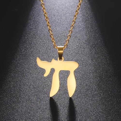 VASSAGO Jewish Star Necklace Stainless Steel Chai Pendant Am Yisrael Hebrew Amulet Jewelry Gift for Women Men4