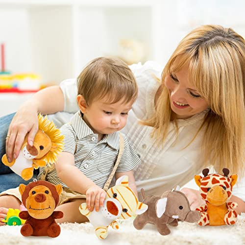 12 Pieces Mini Safari Stuffed Animals 4.8 Inch Jungle Zoo Animal Plush Cute Elephant Monkey Giraffe Leopard Lion Tiger Hippo Deer For Baby Shower Birthday Party Teacher Student Award #TOP5