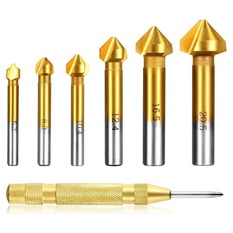 Estmoon 6 pcs HSS Countersink Drill Bit Set Cover