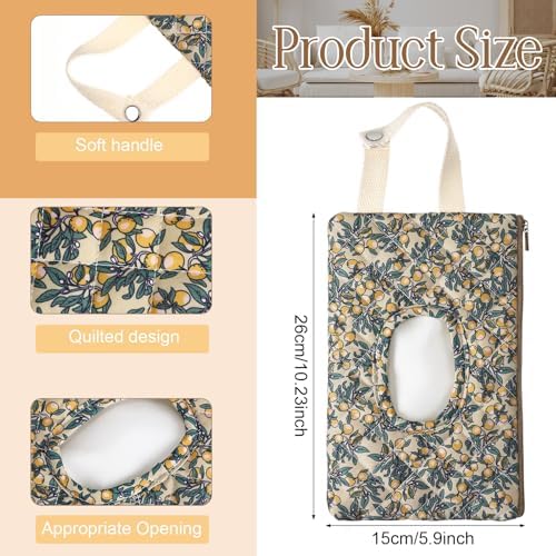 Cosblank 2 Pcs Quilted Diaper and Wipes Pouch Portable Hanging Floral Wet Wipe Bag Diaper Bag Reusable Wipes Pouch for for Stroller Car Travel Infant Diapering Organizer (Mixed Floral)