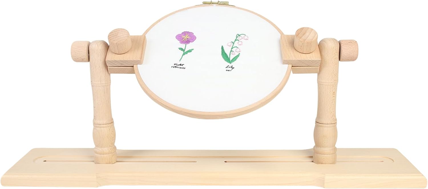 Airo Beech Wood Embroidery Hoop Stand,Rotatable, Tool-Free Installation, for Cross Stitch , Embroidery, Sewing Needlework