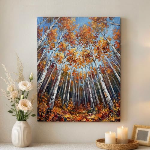 Arte colgante naturaleza horizonte otoño naranja para decoración hogar y salón