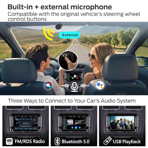 [Schnellstart] Linux Autoradio für VW Golf 5/Golf 6/Polo/Passat,VW Radio mit Wireless CarPlay & Android Auto,7\ VW-Display-Kompatibel mit Original-Lenkradsteuerung,AM/FM/RDS,Bluetooth,DSP,Mikro,45Wx4