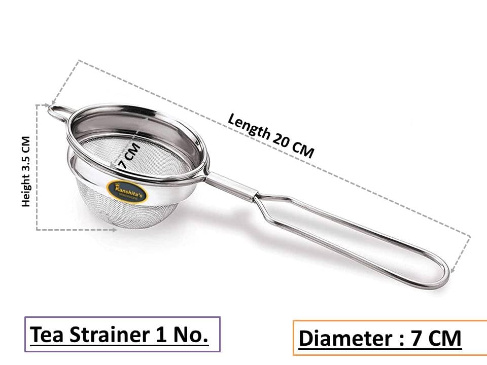 Image of Kanshita's Rasoiware Premium Stainless Steel Tea Strainer Set (7+8 cm) - Fine Mesh Chai Chhalni & Coffee Filter for Smooth Brewing