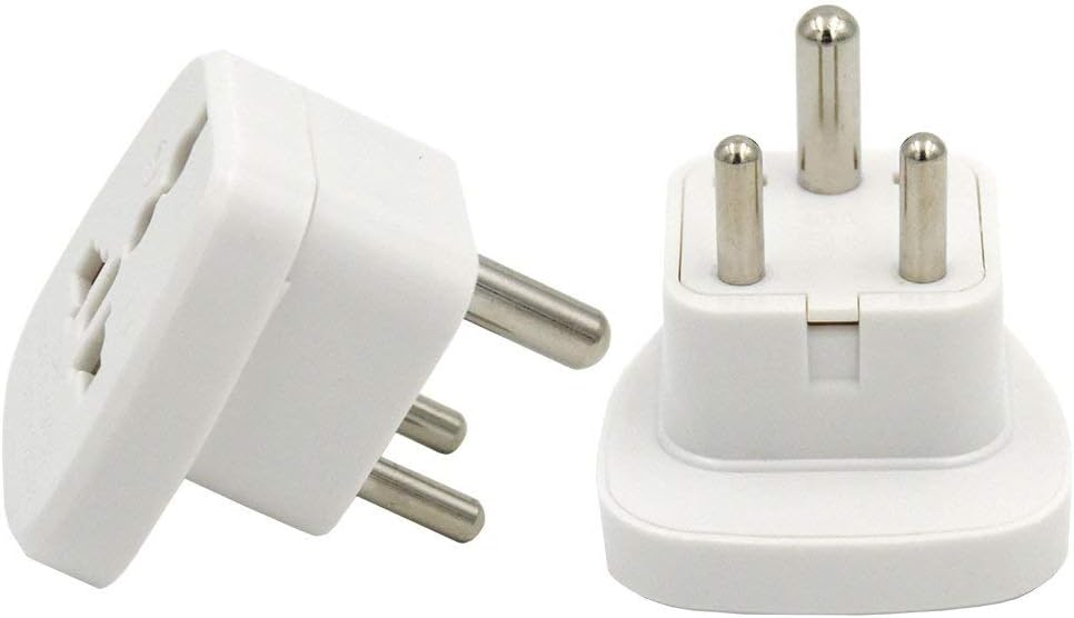 Victorist Plug Adapter with Safety Shutter Type D 3-Pin Prong Travel Trip Adaptor UK to Indian,Sri Lanka,Kenya,Zambia,Malta,Brunei,Iraq White (Pack of 2)