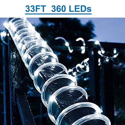 33Ft/10M Led Rope Lights,360 Leds,Cool White,Waterproof,Indoor Outdoor Clear Tube Light Rope And Light Strip,Plugin 110V,Connectable Decorative Lighting For Valentine's Day,Deck,Patio,Wedding (6000K) #TOP3