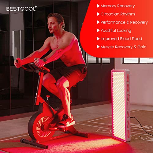 Bestqool Red Light Therapy Device For Body, Face. Near Infrared Light 660Nm 850Nm, Dual Chip Clinical Grade 60 Leds. High Power Panel For Recovery, Improve Sleep, Skin Health, Pain Relief, 100W. #TOP3