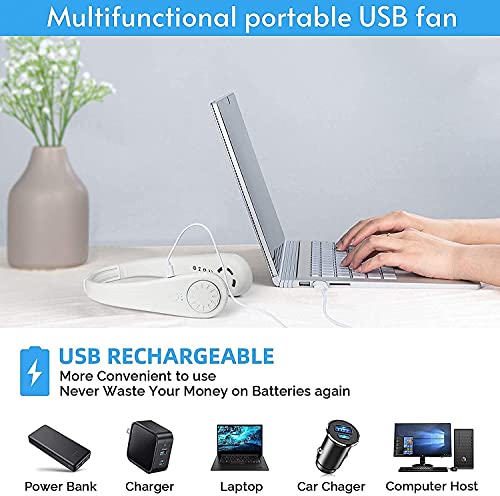 Neck Fan, Portable Bladeless Personal Fans Rechargeable , Small Hands Free Hanging Cooling Usb Fan, 3 Speeds Wind, Free Adjustment Width, Wearable For Weeding Camping Sports Travel Outdoor. (Black) #TOP6