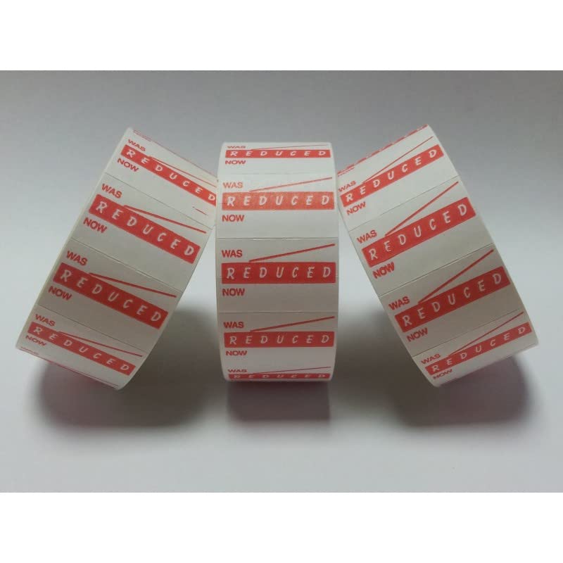 GatoCT7 26mm x 16mm Price Gun Labels - Printed 'Reduced was/Now' White- 30 Rolls / 36,000 Labels