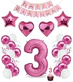 Geburtstagsdeko Mädchen Pink Zahl 3. Geburtstag Mädchen Happy Birthday Deko Geburtstag Mädchen Geburtstagsgirlande Folienballon 3 Luftballon 3. Geburtstag Kindergeburtstag Deko 3. Geburtstag Mädchen