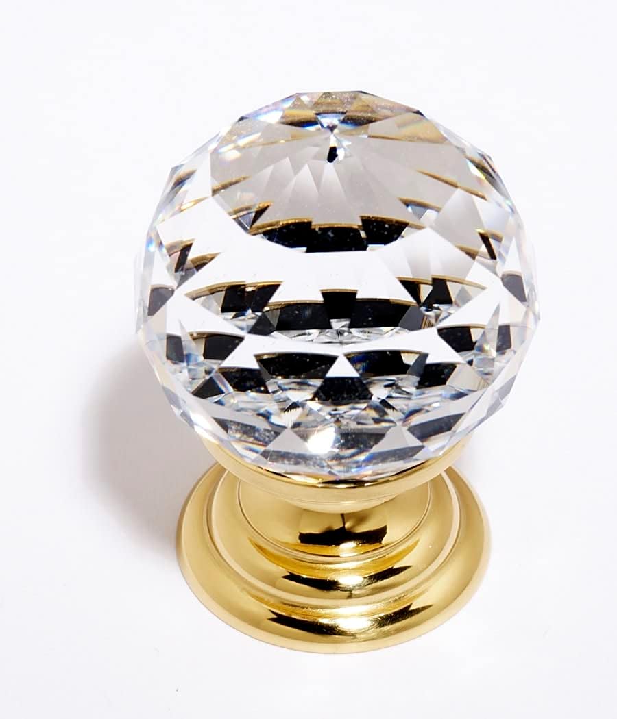 Alno C210-PB Traditional Crystal Knobs, 1-1/4", Polished Brass