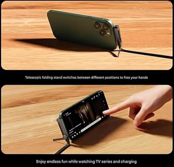 2-in-1 Invisible Holder Charger Cable, 240W Fast Charging Cord with Built-in Foldable Phone Stand, 5ft Charger Braided Cable with Folding Phone Stand for Smartphones/Tablets