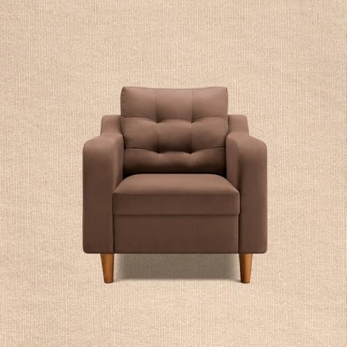 Image of Duroflex Ease Plus - 1 Seater Sofa Set for Living Room | 3 Year Warranty | Premium Wooden Frame Sofa | Anti-Pilling Fabric, Fade & Termite Resistant | Comfortable & Durable Couch - Cocoa Brown