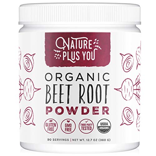 Organic Beet Root Powder: Nitric Oxide Booster, Circulation and Stamina Increasing, USDA Organic, Vegan Beetroot Superfood Powder, Plant Based Ingredient, 90 Servings, by Nature Plus You