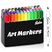 Feela 60 Colors Dual Tips Art Twin Markers, Marker Pens Highlighters with Case for Painting Coloring Sketching Highlighting
