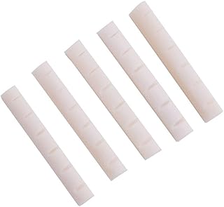 Alnicov Bone Guitar String Bridge Nut Real Buffalo Bone Grooves for 6 String Acoustic Guitar 43x6x9mm (Pack of 5)