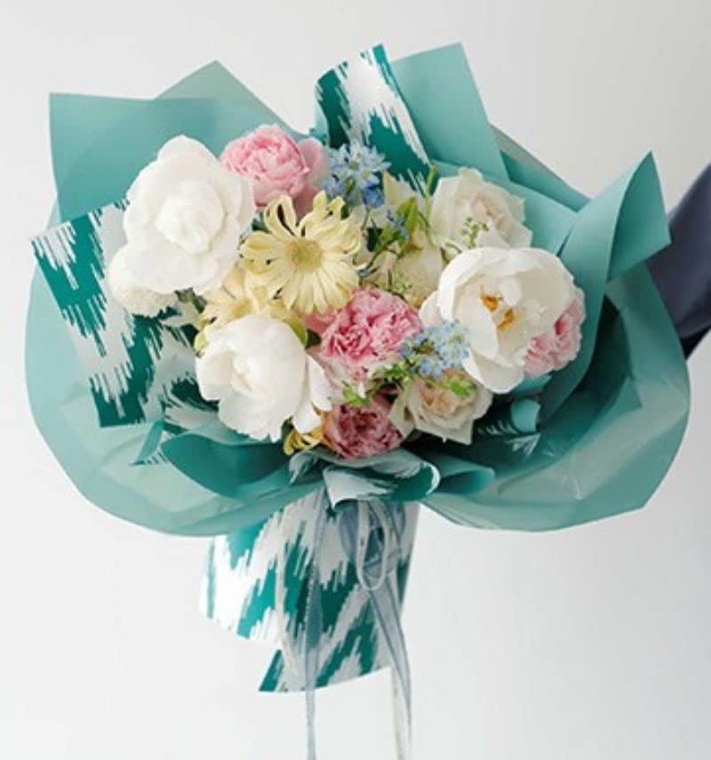 Image of Oasis - 20 Sheets Korean Style Waterproof Premium Bouquet Wrapping Sheet (58cm x 58cm, 60 Microns) | Chevron, DEsign, Giftwrap for Flowers & DIY Gift Wrapping Paper For Valentines Day - Yellow