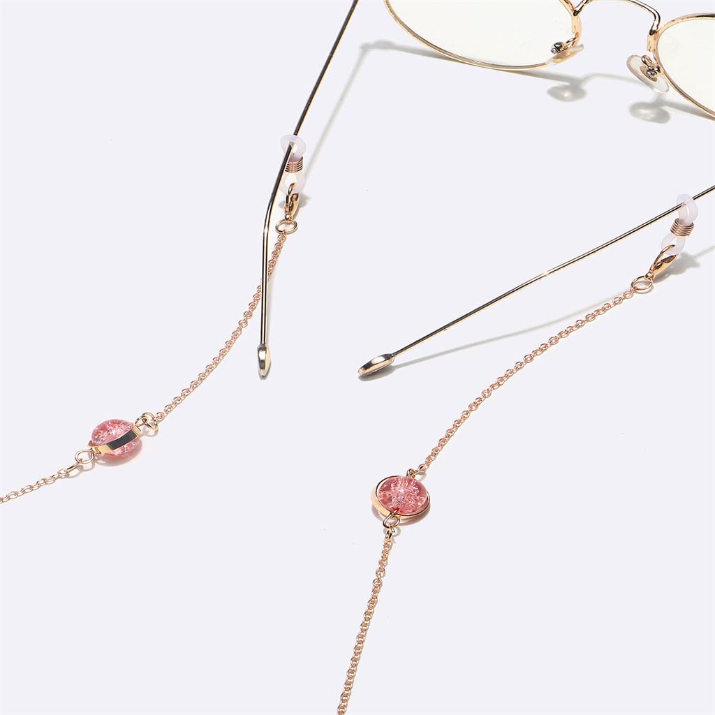 Zweiteiliges Set, Brillenkette, Kupferkette, rosa Rissperlen, Brillenseil (D Talla ?nica)