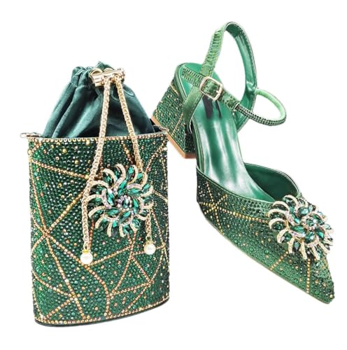 Chaussures talons hauts et sac assortis avec strass ovales FULBHPRINT taille 44