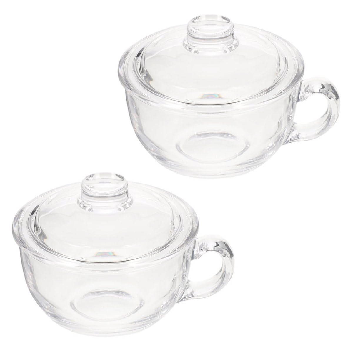 Healeved Set 2 Tazze in Vetro da 600ml con Coperchio, Tazze Multifunzione per Colazione e Bevande, Design Semplice e Raffinato, per Ufficio e Caffè