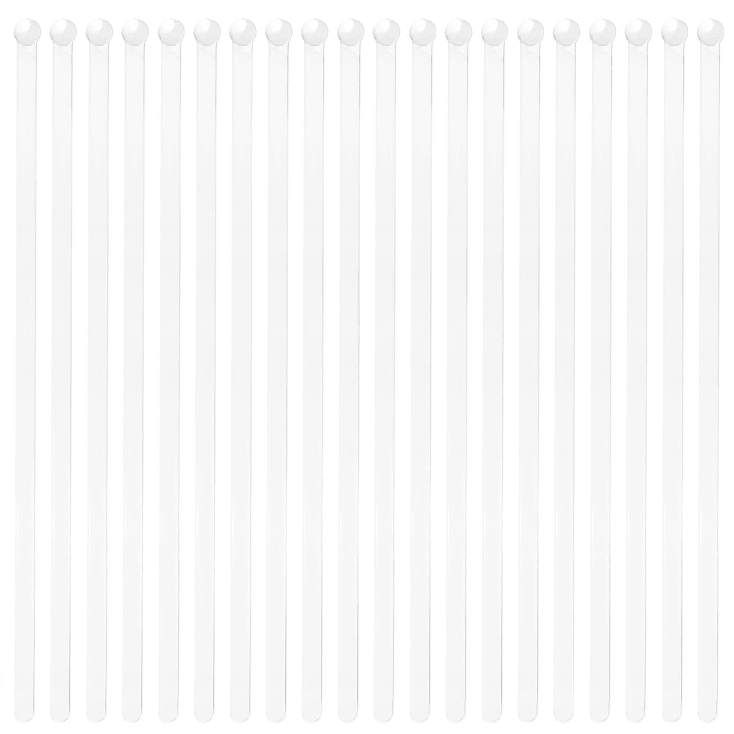ONLYKXY 20pcs Clear Drink Stirrers Plastic Ball Head Swizzle Sticks 18.5cm/7.3inch Cocktail Stirrers for Beverage Coffee Tea Caketopper Cocktails Swizzle Sticks