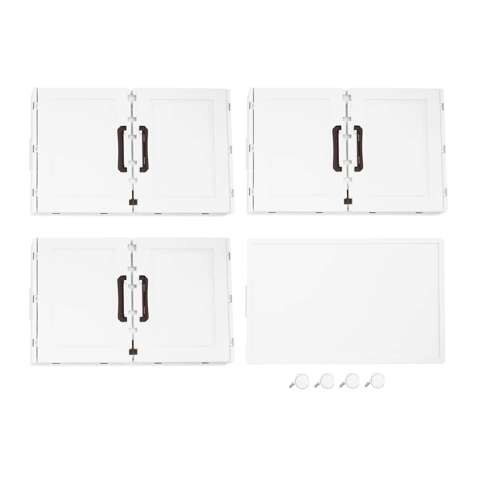 Caja de almacenamiento plegable de 3 niveles con ruedas, puertas dobles transparentes con cierre magnético, apilable y combinable, caja organizadora para cocina, baño, dormitorio