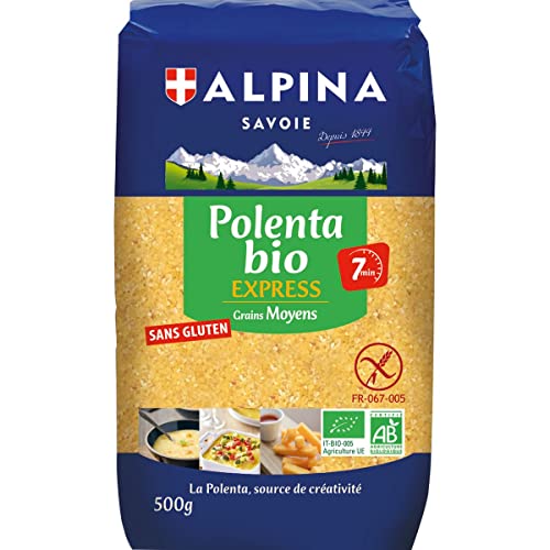Alpina Savoye Polenta Bio Express - 3 unidades de grano medio, sin gluten, 500 g