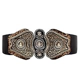 macoking Womens Stretch Elastic Waist Wide Belt Leopard with Fashion Western Retro Buckle Web Cinch
