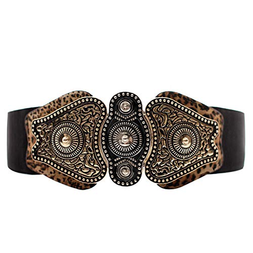 Macoking Womens Stretch Elastic Waist Wide Belt Leopard With Fashion Western Retro Buckle Web Cinch #TOP7