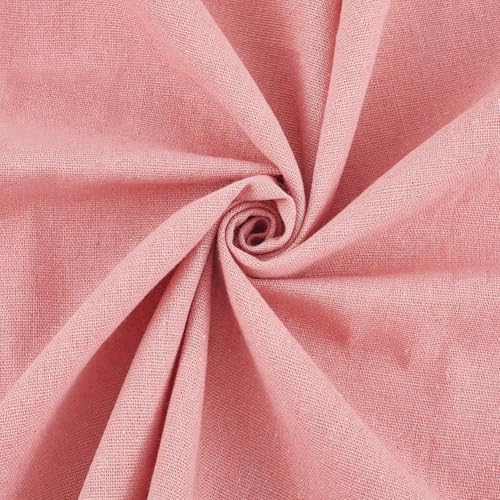 CABODYALS Tela de Lino Y Algodón Rectangular de Color Rosa Sólido de 1.5 m de Largo para Bordar Costura Cuadrado Suave Transpirable para Coser Hacer Ropa Accesorios de Ropa Manualidades Suministros
