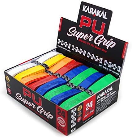 Karakal - PU Super Grip - self-Adhesive Grip Tape for Badminton Squash Tennis Hockey Sticks or Curling - 24 pcs - Assorted Colors, GRKSP