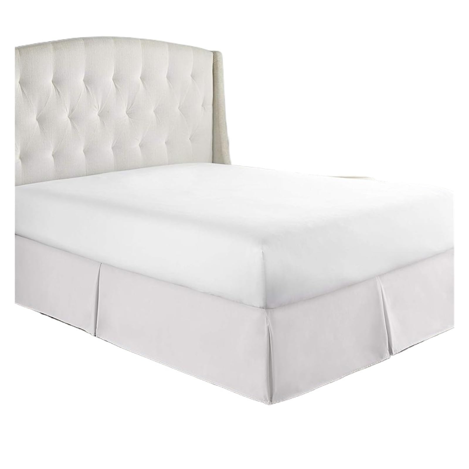 Vestiletto Matrimoniale Gonna da letto plissettata su misura con tessuto resistente - Altezza 35 cm (14 pollici) (senza lenzuolo)(White,King 200x200x35 cm)