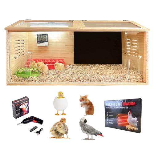 Brooder Box for Chicks,Quail cage,Baby Chicken Supplies,Includes Chicken coop Heater/Quick Installation Tool/Feeding Trough/Water Dispenser, etc,Suitable for Chicks/Duck/Parrot (32" x 16" x ...