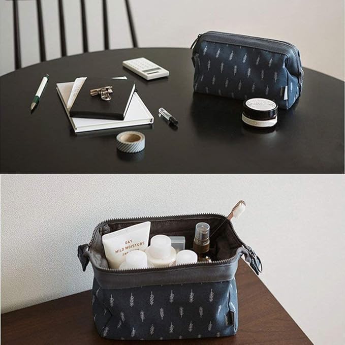 Image of Nylon Cosmetic Toiletry Pouch Waterproof Makeup Vanity Shaving Household Grooming Travel Storage Organizer Bags Pouch Kit Pack for Unisex Travel Compact Utility Design Go Blue