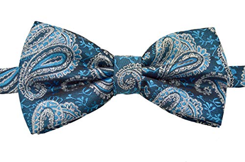 BodyJewelryOnline Fashion Design Bow Tie Bandana Paisley Glitter Pre-tied Wedding Party Adjustable Tuxedo Bowtie (Light Blue)