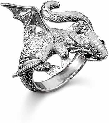 SUPAC Whimsical Silver Flying Dragon Ring - Unique Animal Shape Design, Adjustable Index Finger Ring for Men or Women, Cute Personality Statement Jewelry, Niche Fashion Accessory