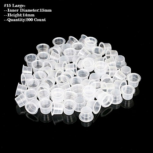 AKOAK 200 Pcs Disposable Plastic Tattoo Ink Caps Cups for Tattoo Ink Tattoo Supplies（Sizes #15 Large）