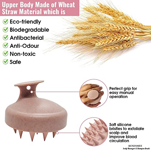 Image of QIQI Scalp Massager Shampoo Brush, Eco-friendly Wheat Straw body with Soft Silicon Bristles, Hair Scalp Scrubber, Scalp Exfoliator Dandruff Removal, Prevents Hair loss for Men, Women (JP35)