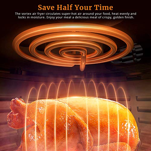 Kitcher 6.8Qt Air Fryer, Hot Air Fryer With 8 Cooking Functions Temperature Timer Control Led Touch Screen 50 Recipes, Stainless Steel Silver #TOP2