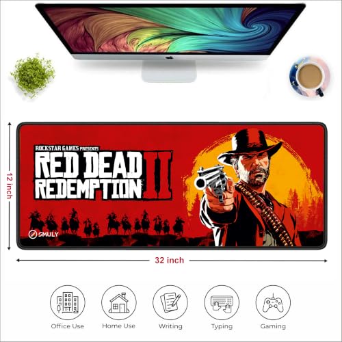 Image of Western Cowboy Inspired Mouse Pad 12x32 Inch 3mm Extended Gaming Desk Mat with Anti-Slip Rubber Base Mousepad for Smooth Surface Desk pad for PC & Laptop Use Waterproof & Stiched (Multicolour)
