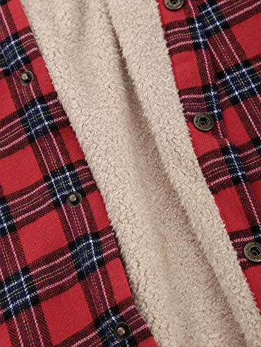ZAFUL Men's Casual Plaid Fleece Jacket Unisex Men Drawstring Hooded Coat Fuzzy Hoodie3