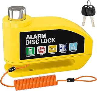 Alarm Disc Brake Lock, Motorcycle Locks Anti Theft Security Wheel Disc Lock Waterproof 110dB Alarm Sound with 5ft Reminder...