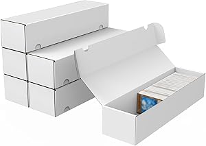 XRACV Trading Card Storage Box, 6-Pack 1100 Count White Corrugated Cardboard Bulk Sports Storage Box for TCG/Magic/Mtg Basketball Cards, Collectible Trading Cards