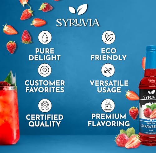 Syruvia Sugar-Free Strawberry & Dragon Fruit Acai Syrup - Premium Flavoring Syrup for Tea, Sodas, Beverages, Drinks, Desserts, Cocktails & Mocktails - 0 Calories, Kosher, Gluten Free - 25.4 fl oz. - image 6