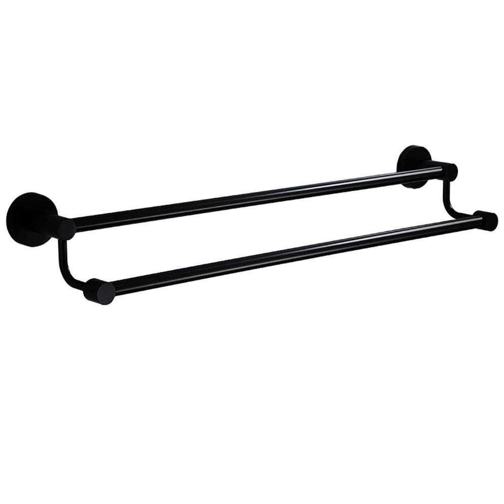 bathroom shelf, Towel Rack,Black No Drilling Wall Hanging Stainless Steel Organizer Storage with Suction Cup(60cm)