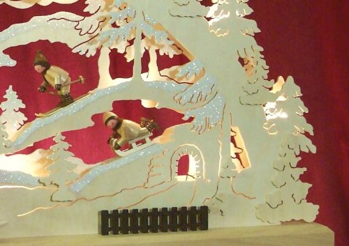 Authentic German Erzgebirge Handcraft 3D-Double-Arch - Winter Countryside - 62X37X5,5 Cm / 24X14X2 Inches - Michael Müller #TOP2