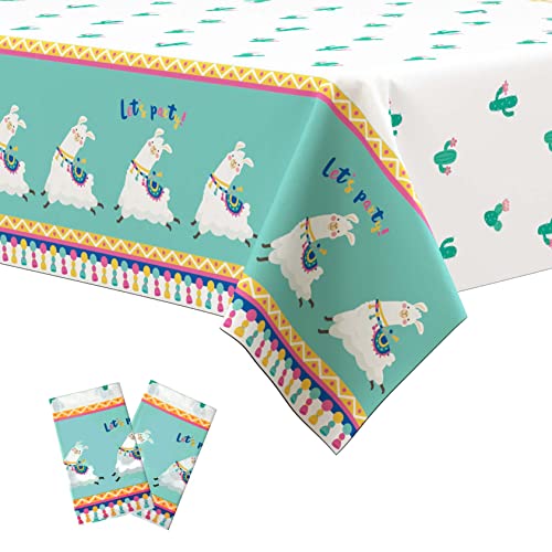 Decorlife 2 Pack Llama Tablecloth Set, 108 X 54 Inch, Waterproof And Durable Table Cover For Llama Birthday Party Supplies #TOP12