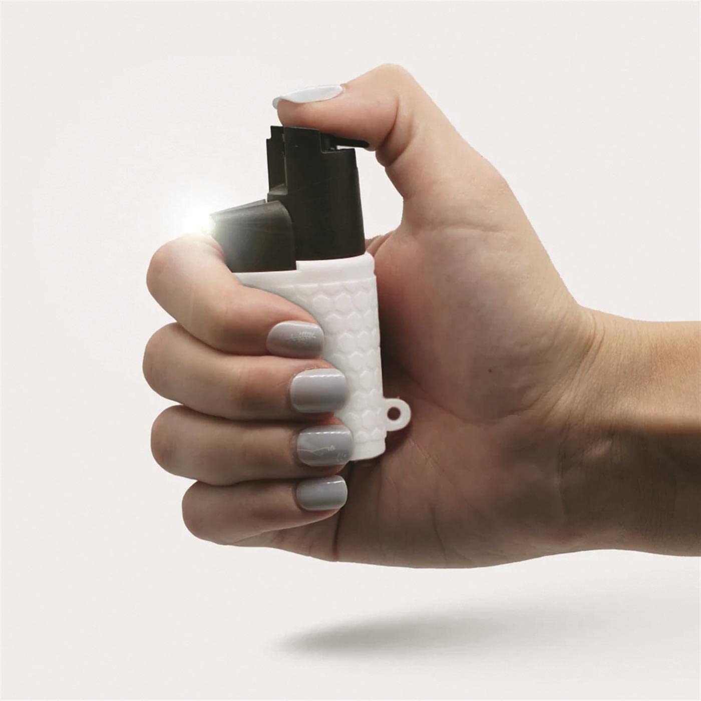 Guard Dog Security Light Em Up Pepper Spray Flashlight Key Ring, White