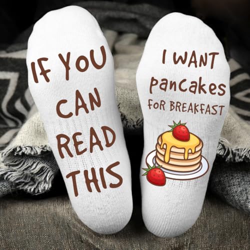 Funky Fun Socks Pancakes – Funny Breakfast Unisex Food Lover Gift | If You Can Read This Waffles Socks3