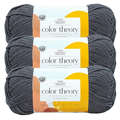 Image of Lion Brand Yarn, Color Theory Worsted Weight Yarn for Knitting and Crochet, Thunder, 3 Pack, Acrylic Fiber with Modern Color Palette, Perfect for Sweaters, Hats and Cozy Blankets